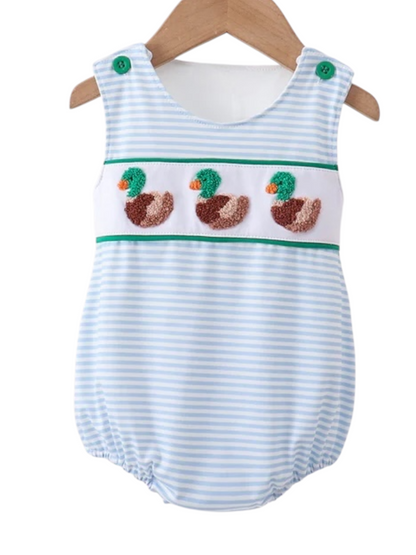 BLUE STRIPE DUCK FRENCH KNOT BUBBLE