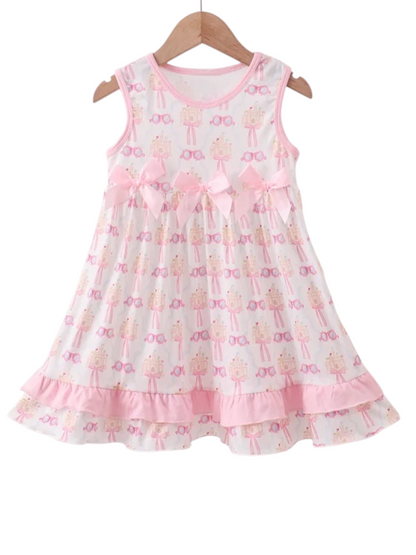 PINK BOW  SAND  CASTLE RUFFLE DRESS