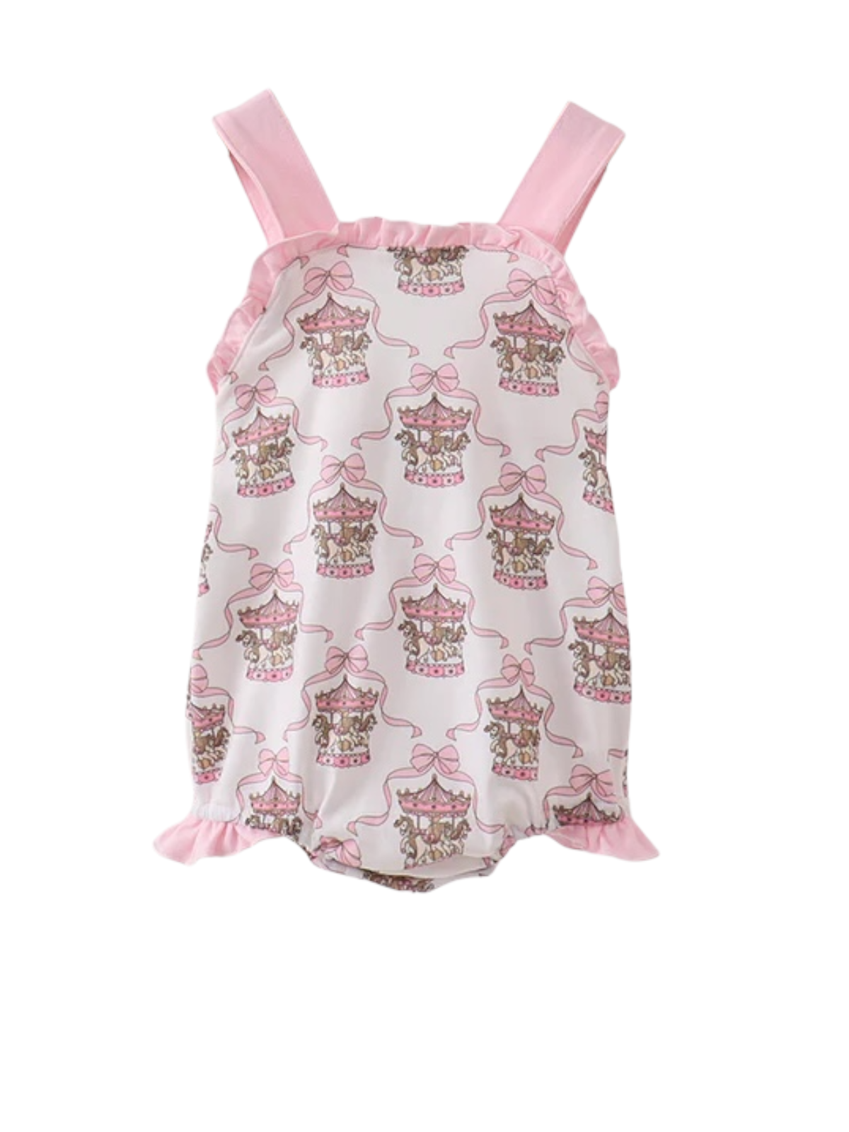 PINK CAROUSEL PRINT RUFFLE BUBBLE