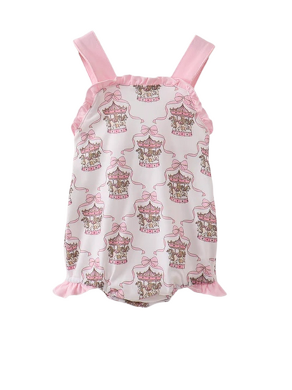 PINK CAROUSEL PRINT RUFFLE BUBBLE