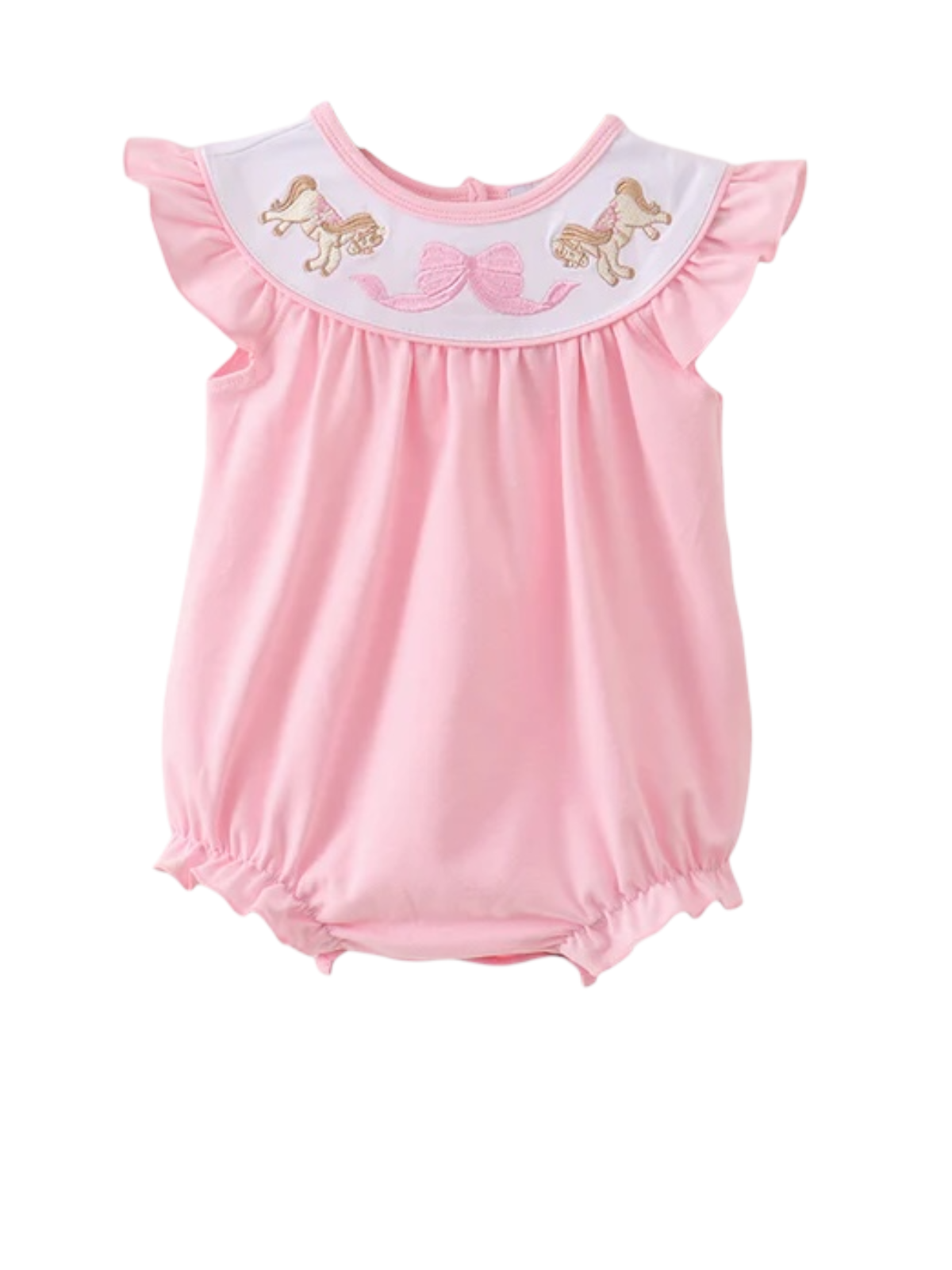 PINK CAROUSEL EMBROIDERY RUFFLE BUBBLE