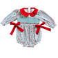 HAnd Smocked Christmas geometric bow girl bubble