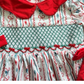 HAnd Smocked Christmas geometric bow girl dress