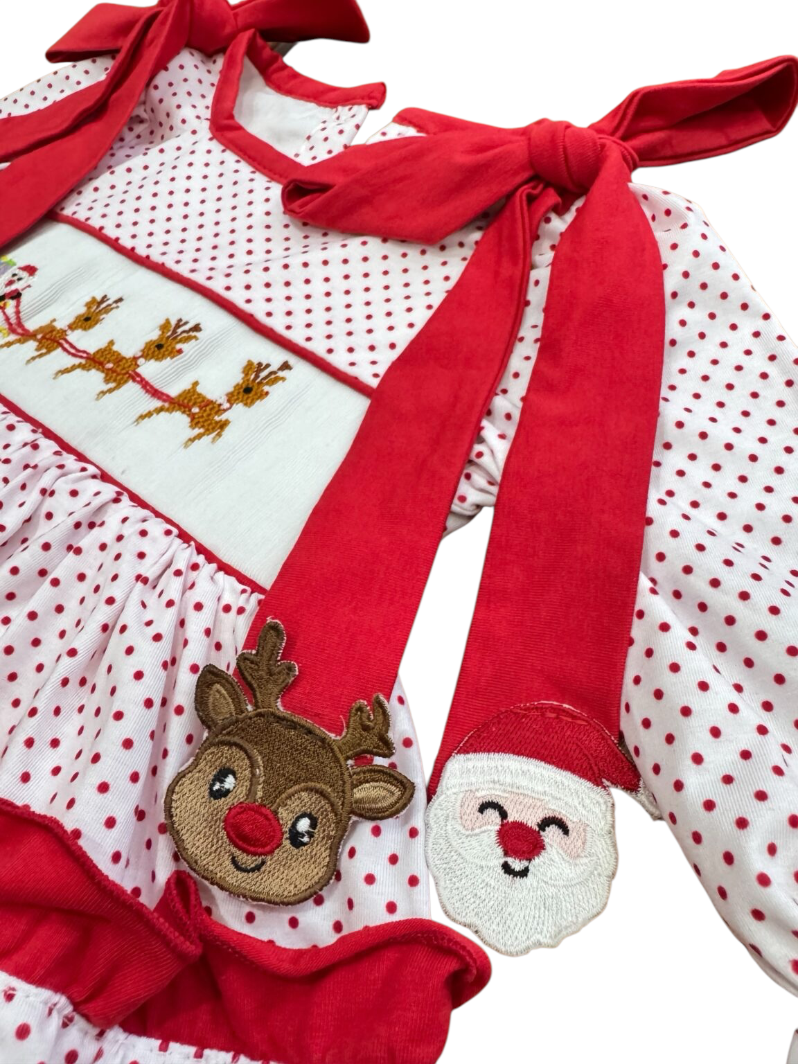 Hand Smocked Santa Claus Girl Bubble/Dress