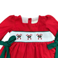 Smocked Christmas Candy Cane Girl Bloomer Set