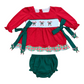Smocked Christmas Candy Cane Girl Bloomer Set