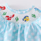 Girls Polka Dot Smocked Mermaid Embroidery Dress