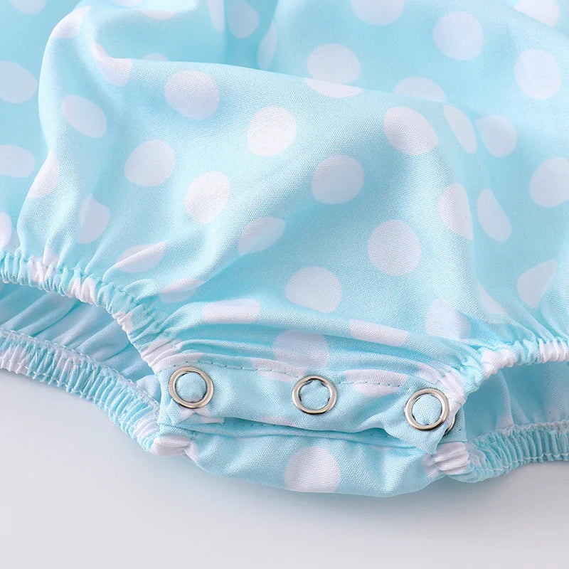 Girls Polka Dot Smocked Mermaid Embroidery Romper