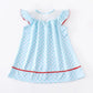 Girls Polka Dot Smocked Mermaid Embroidery Dress