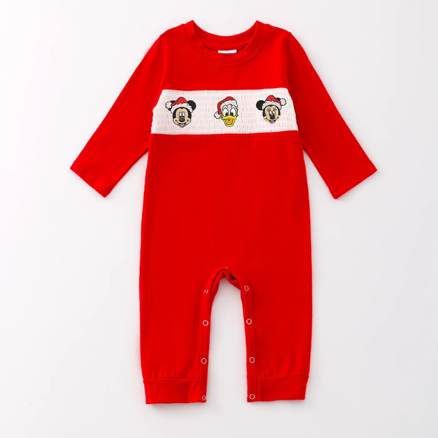 Baby Boys Christmas Embroidery Smocked Romper