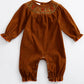 KHAKI SQUIRREL SMOCKED BABY ROMPER