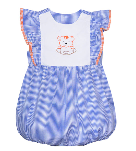 Embroidery Girl Bubble- Purple/Gold Gingham