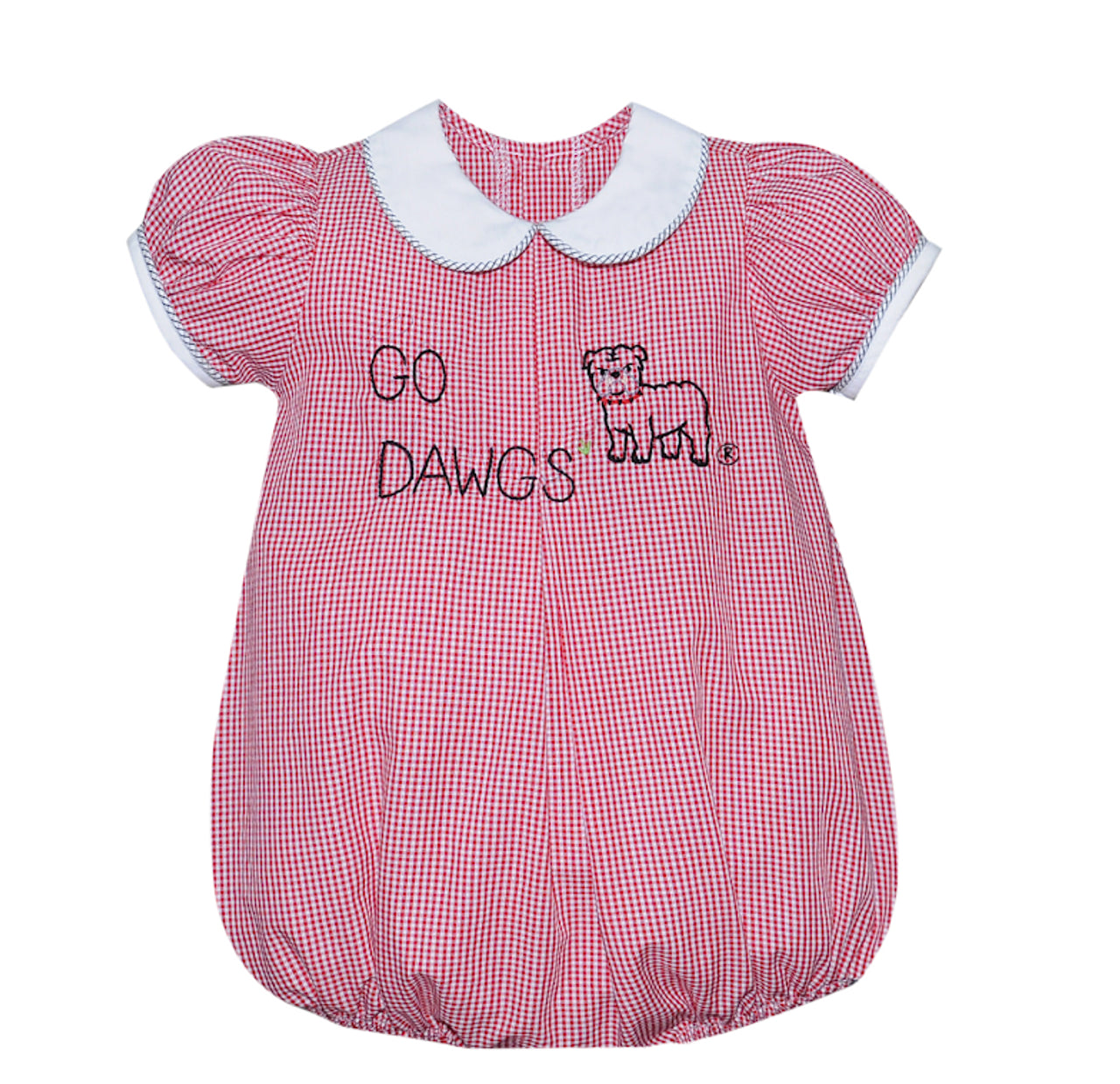 Embroidery Go Dawgs ® Girl Bubble- Red Gingham-Georgia