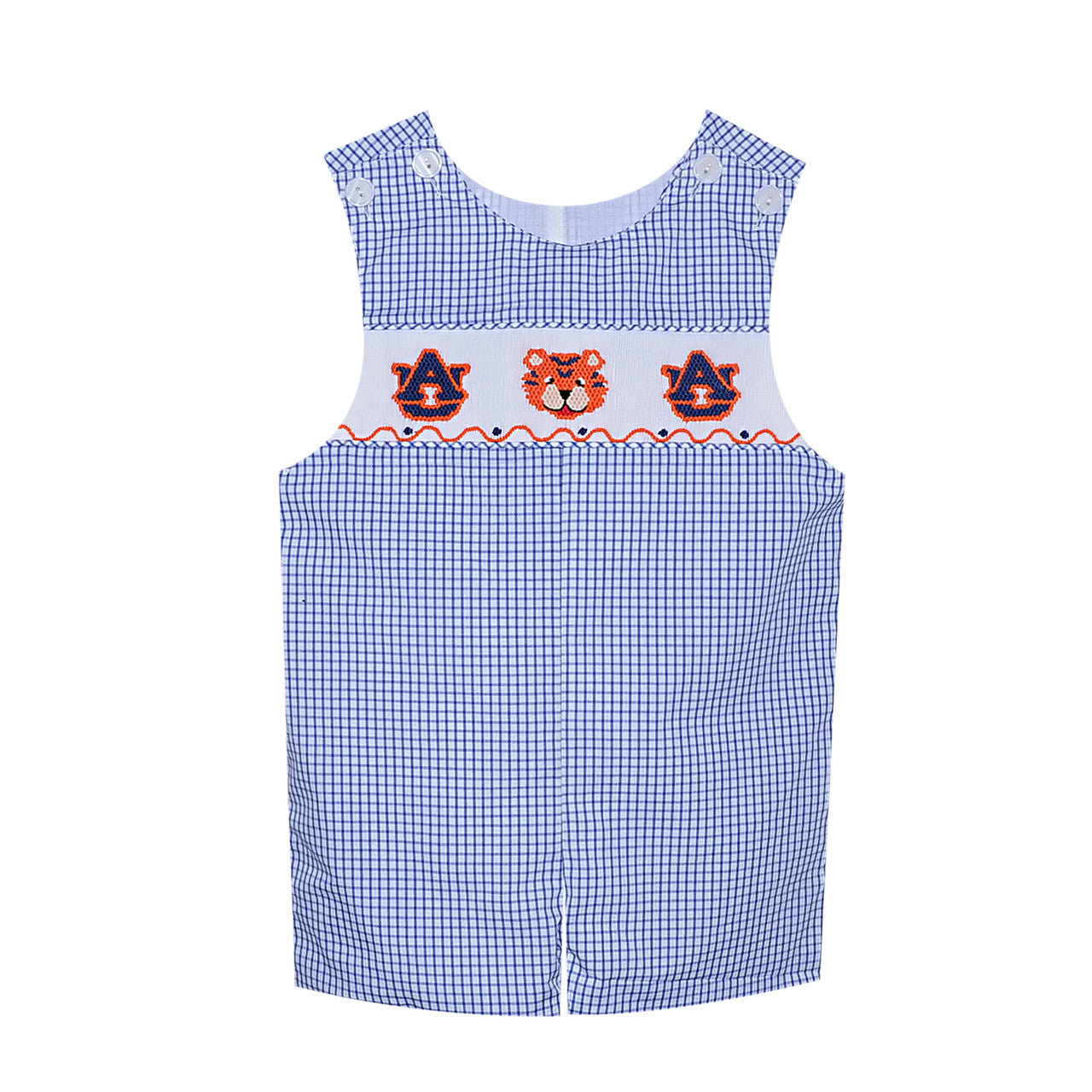 Navy/Orange Smocked Shortall-Auburn