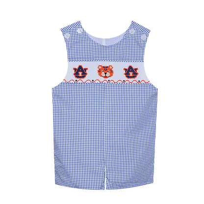 Navy/Orange Smocked Shortall-Auburn