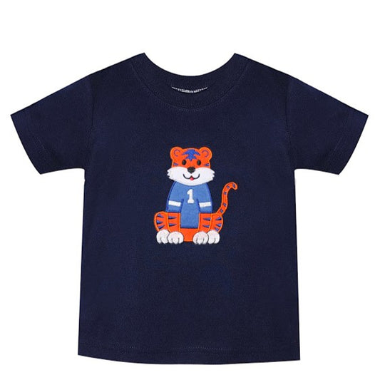 Navy/Orange T-Shirt with Applique- Auburn