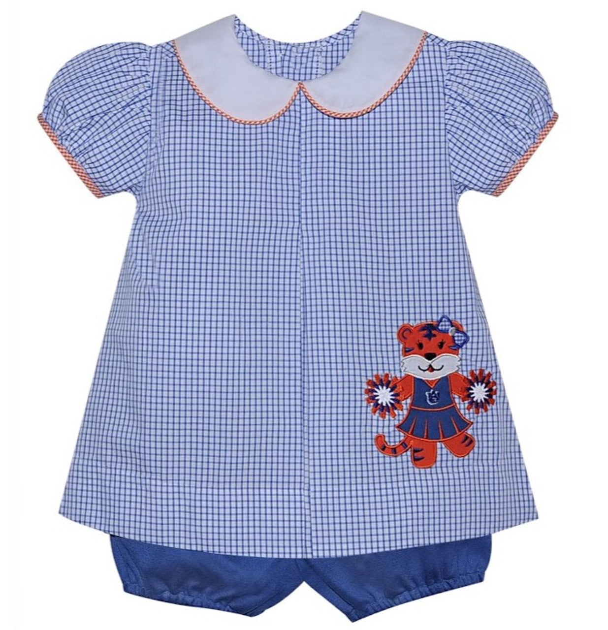 Navy/Orange Bloomer Set with Applique-Auburn