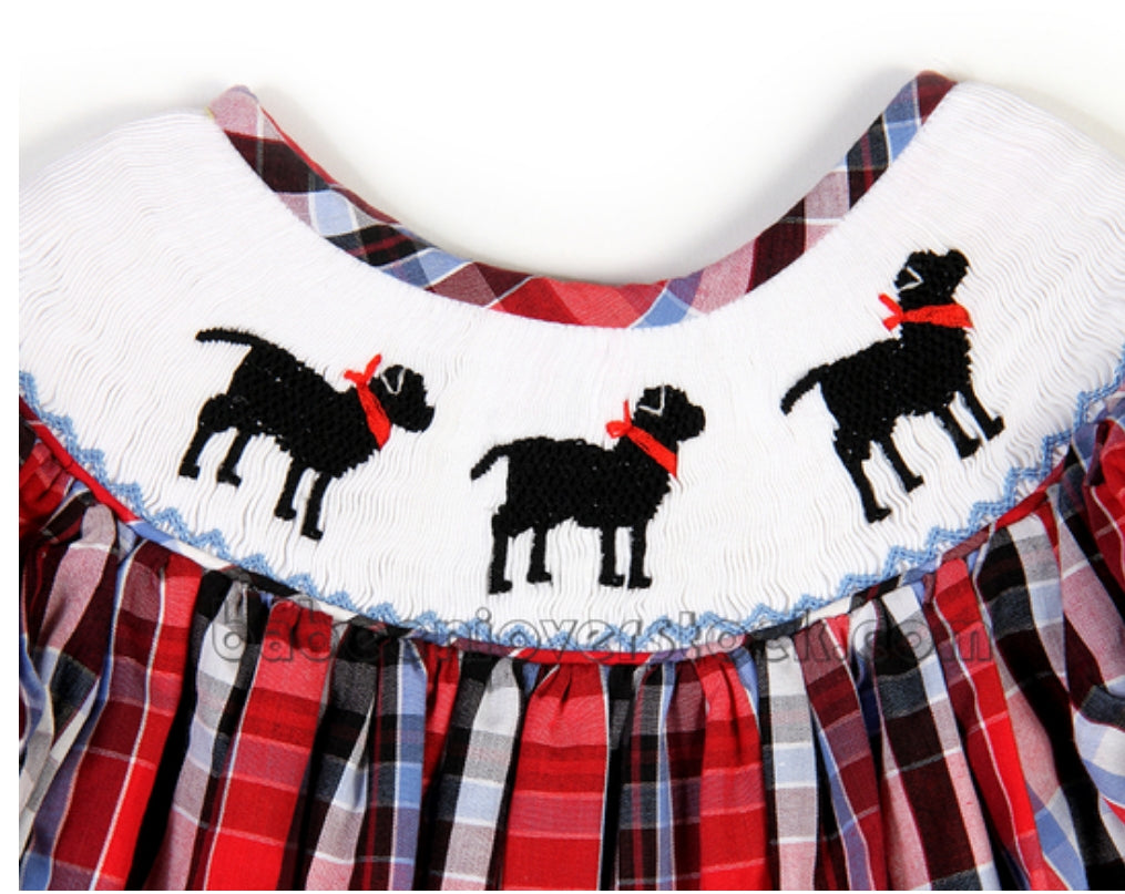 Labrador hand smocked bishop dress