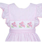 Pink window pane hand smocked bunny  dress