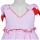 Valentine's theme in pale pink medium stripe dress