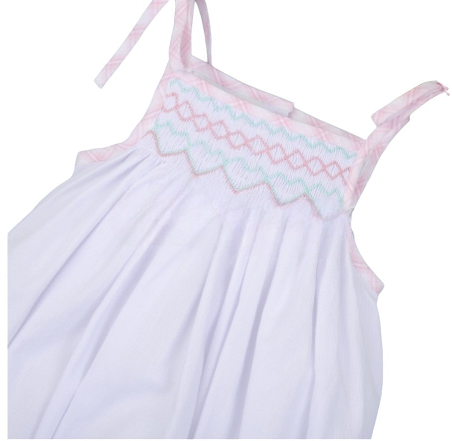 Geometric Handsmocked baby bubble