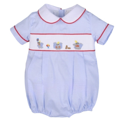 Elephant hand smocked boy bubble