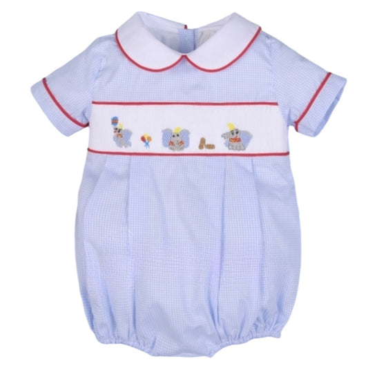 Elephant hand smocked boy bubble