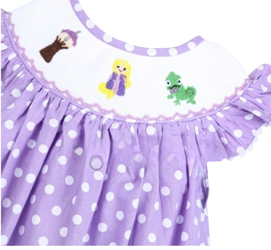 Purple princess HandSmocked Bubble