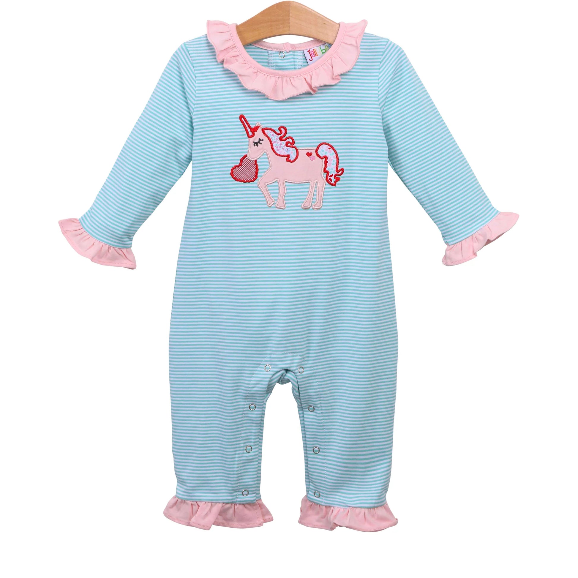 Valentines - Unicorn Heart Ruffle Romper