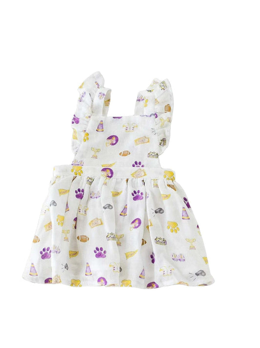 LSU Let's Go Tigers Organic Muslin Gameday Dress