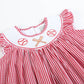 Red Gingham Baseball Smocked Bishop Dress