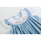 Light Blue Swan Smocked Bishop Dress