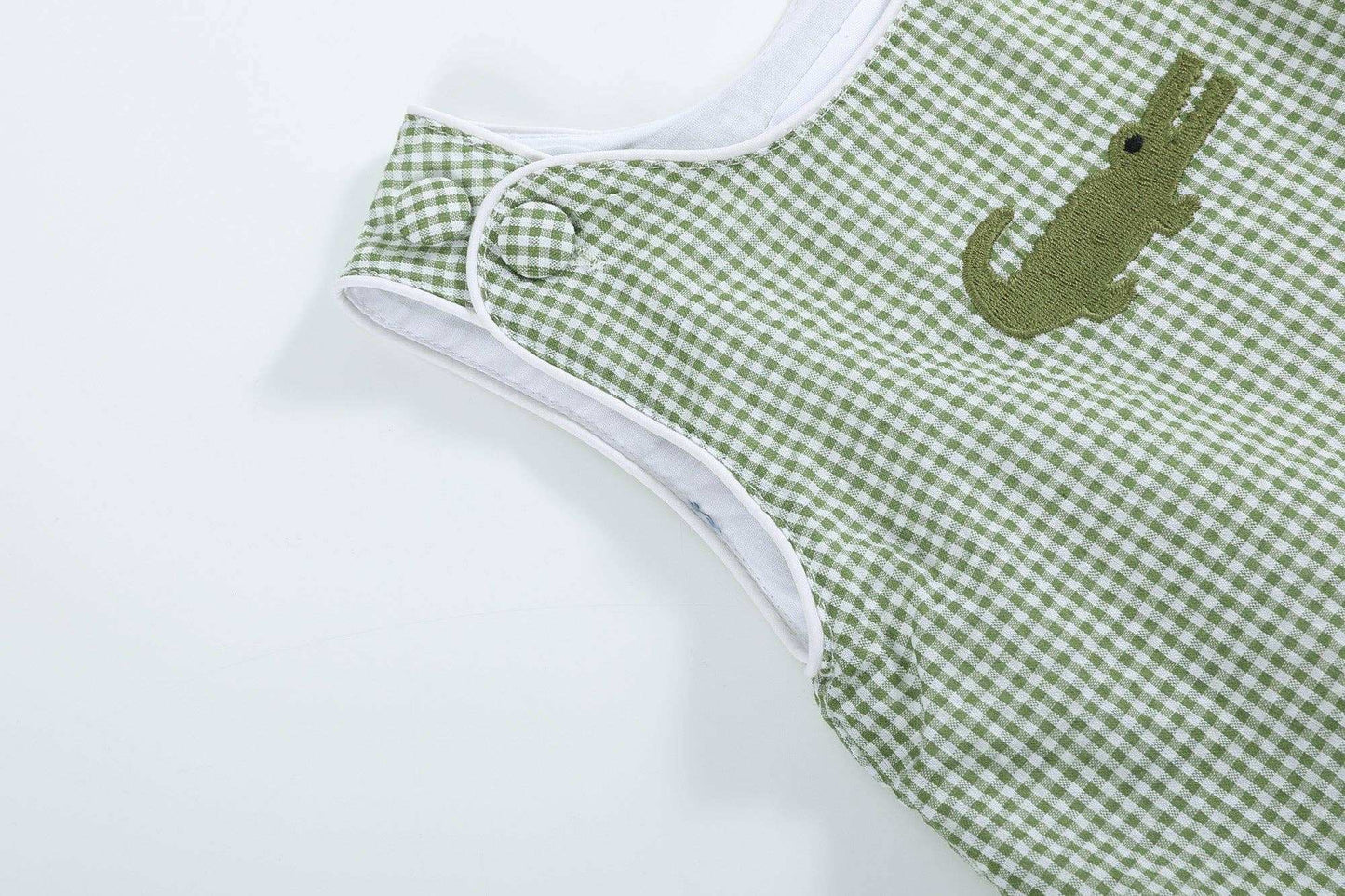 Green Gingham Alligator Bubble Romper