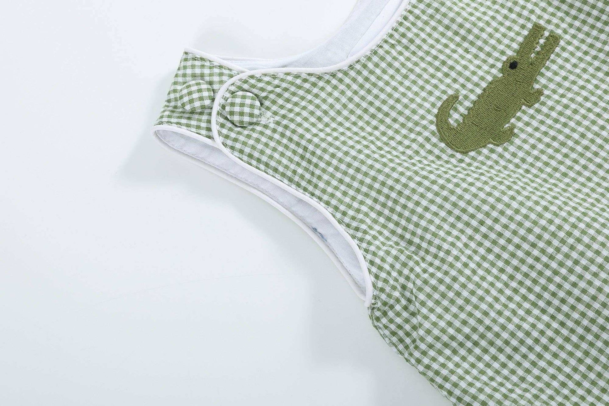 Green Gingham Alligator Bubble Romper