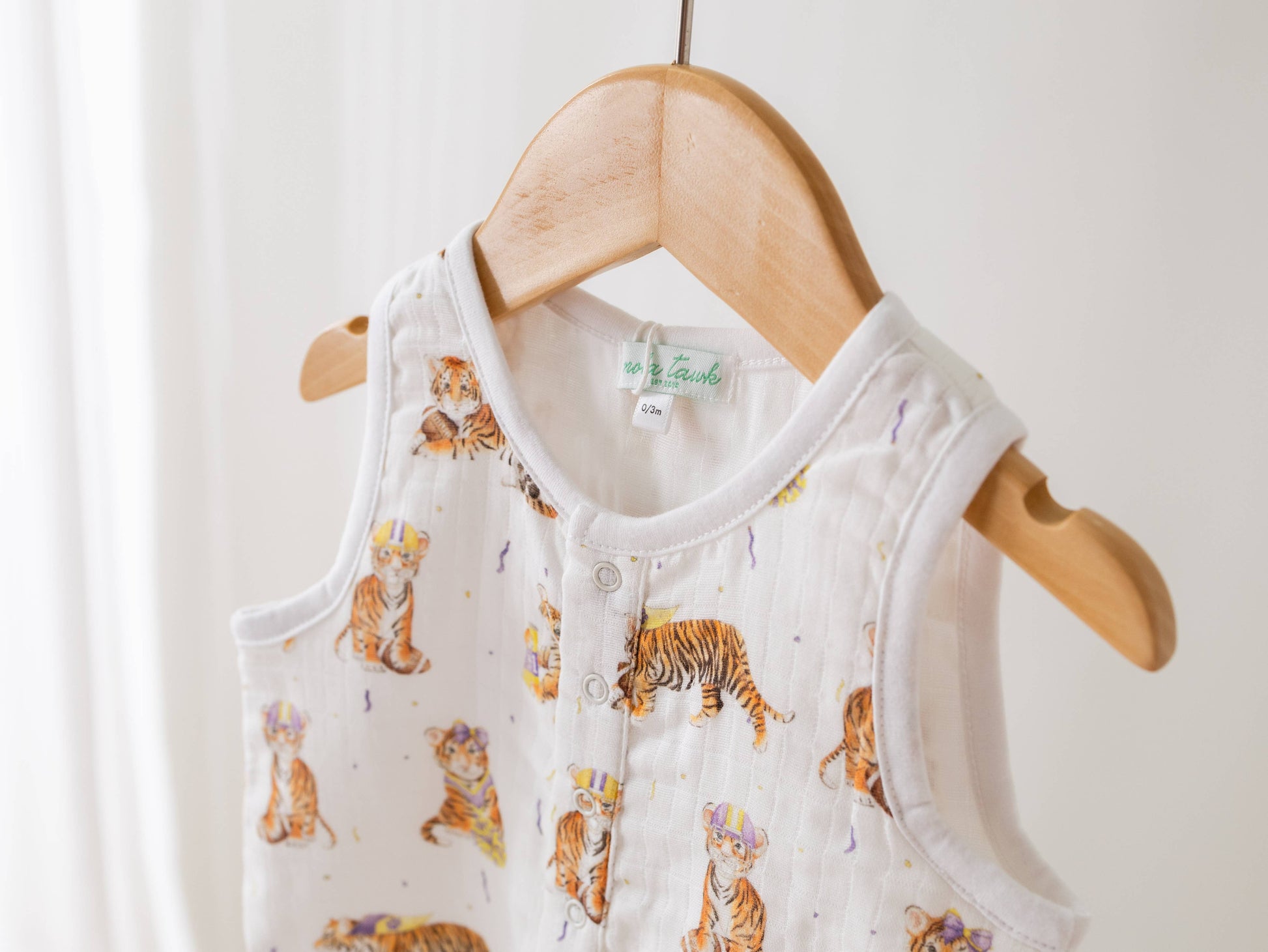 Louisiana Tigers Organic Muslin Shortalls_tigers