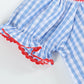 Blue Gingham School Supplies Smocked Bishop