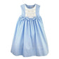 Blue Sundress with Smocked Panel and Bows