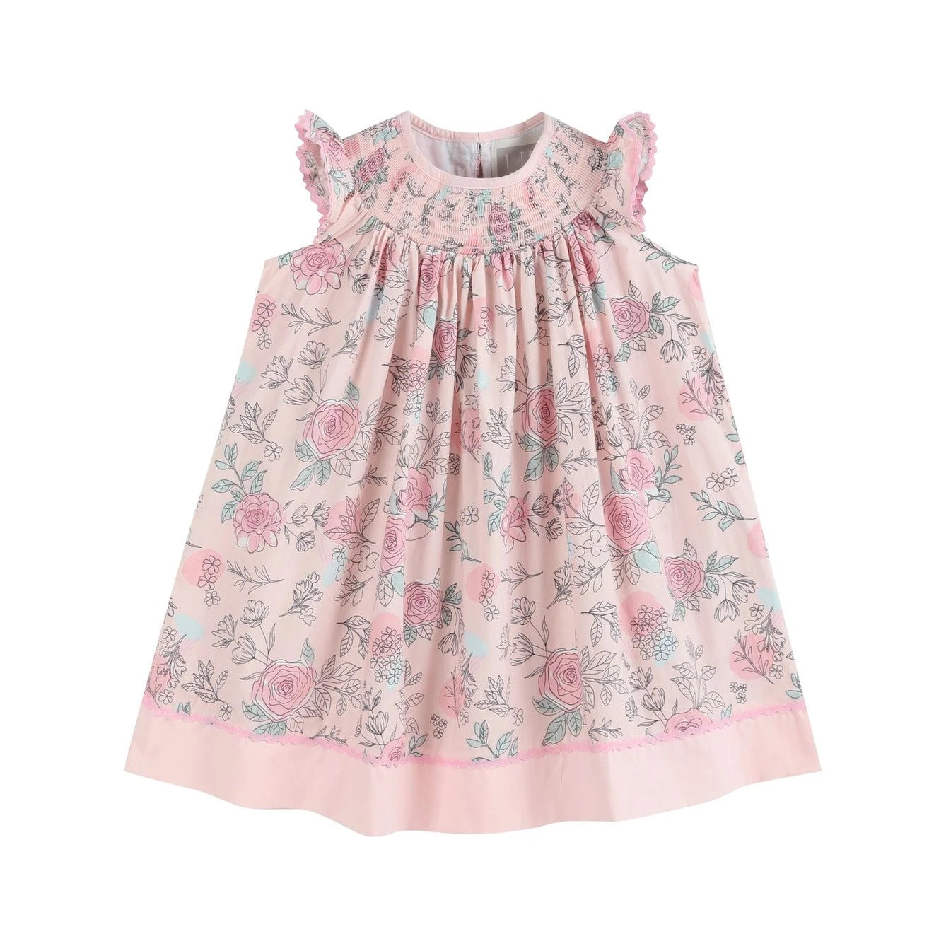 Pink Rose Smocked Bishop Dress