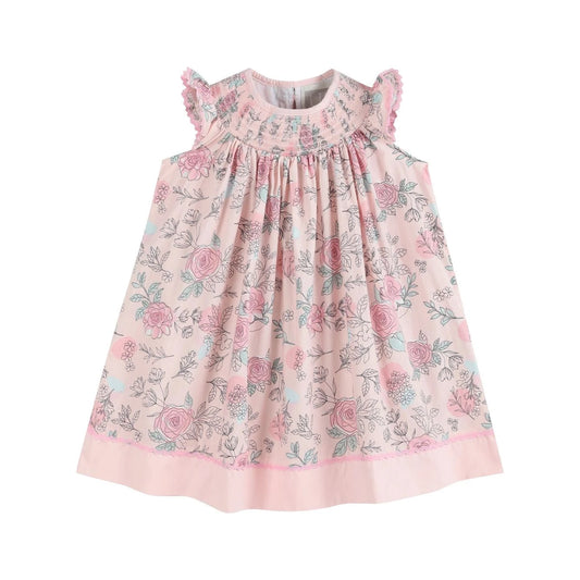 Pink Rose Smocked Bishop Dress