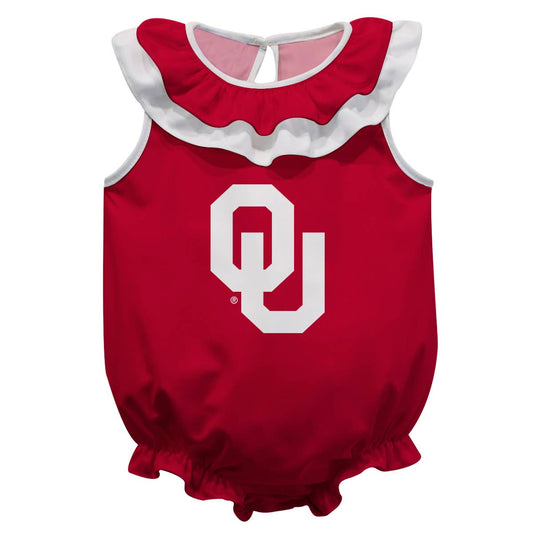 Oklahoma Sooners Red Sleeveless Ruffle Bodysuit