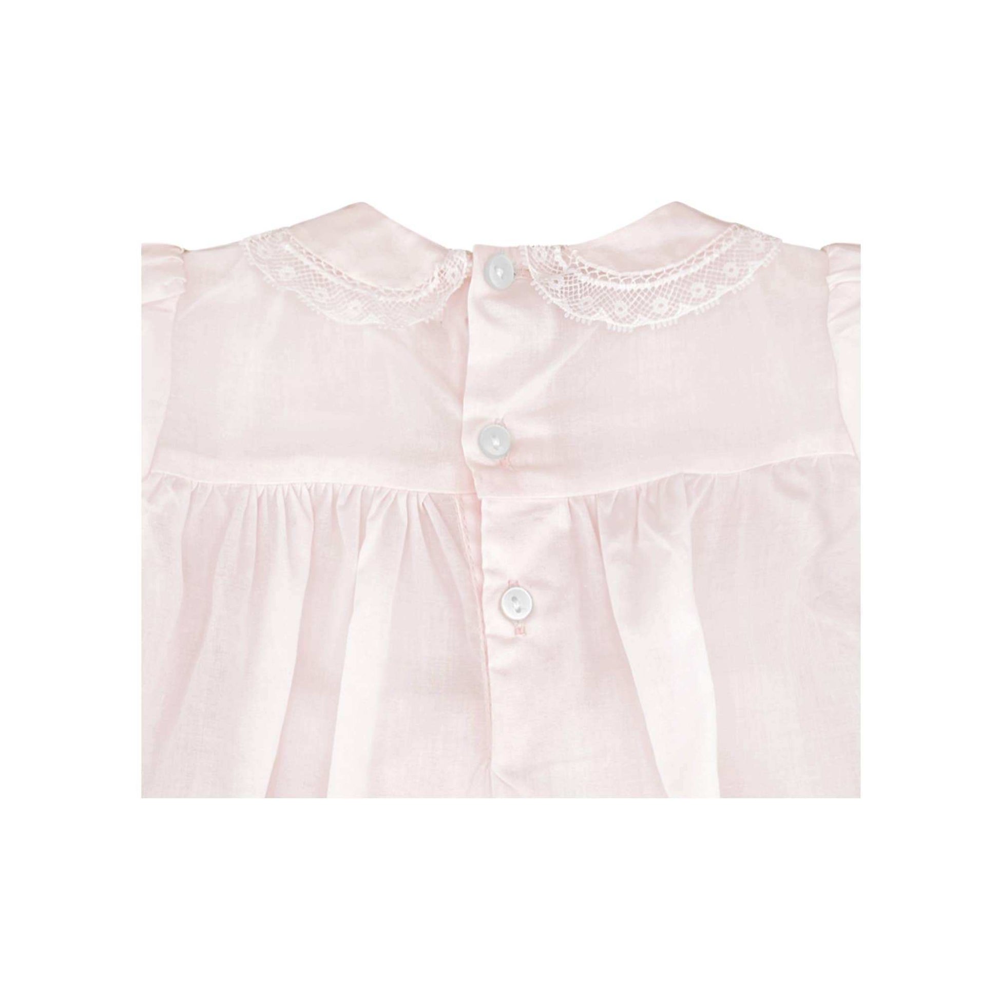Pink Fully Smocked Dress with Lace button