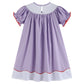 Purple Gingham Crayon Smocked School Bishop