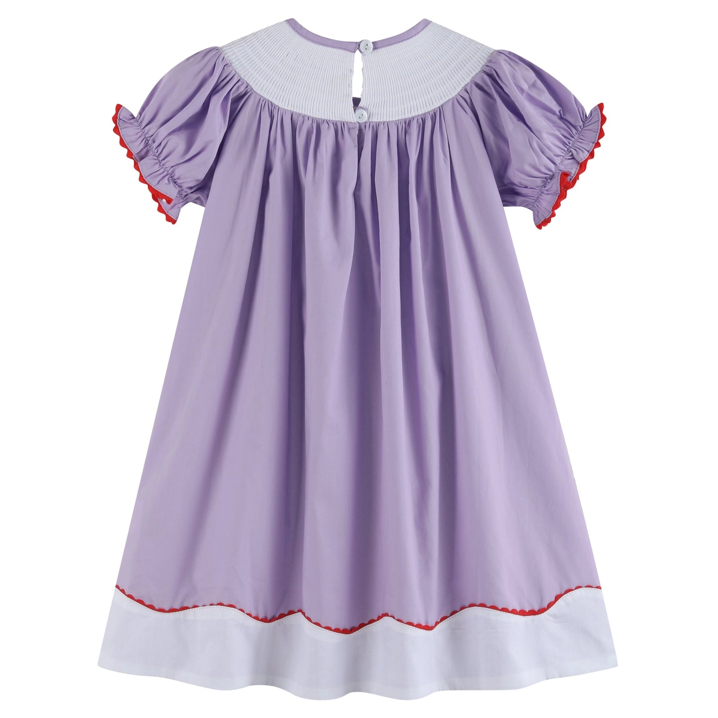 Purple Gingham Crayon Smocked School Bishop