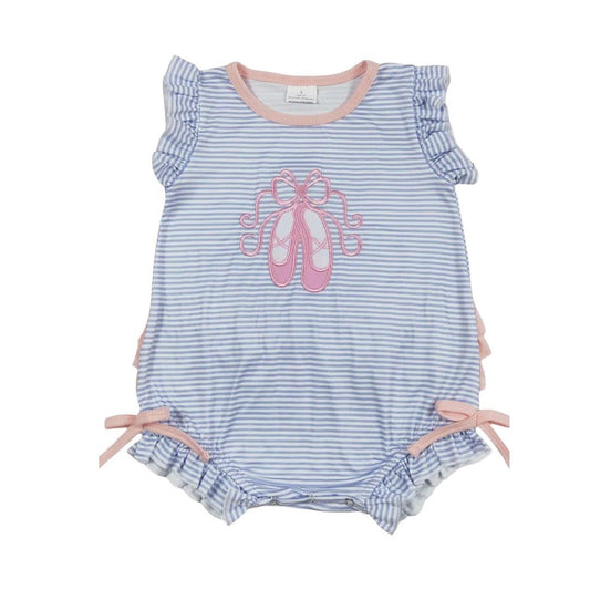 Pink Flutter Sleeves Ballerina Dance Shoes Baby Girls Romper