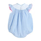 Blue Stripe Smocked Whale Romper