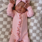 Pink / Organic Ribbed Frill Zip Footie (Baby - Kids)