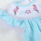 Light Blue Flamingo Smocked Flutter Romper