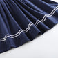 Navy Blue Corduroy Nativity Smocked Bishop Dress
