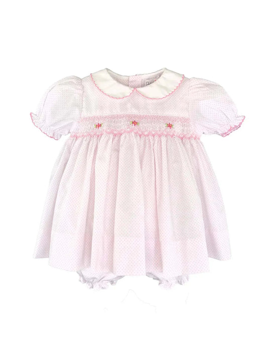 Pink Heirloom Dress with Corded Smocking