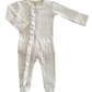 Ivory / Organic Ribbed Frill Zip Footie (Baby - Kids)